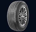 A single black tire with tread pattern, designed for vehicles such as SUVs or sedans, displayed against a white background.