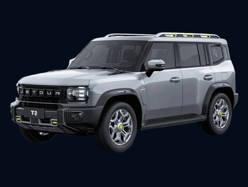 Gray SUV with 'JETOUR T1' branding on a white background